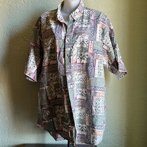 World Island Hawaiian Shirt XL Men's Casual Button Down Aloha Floral Print